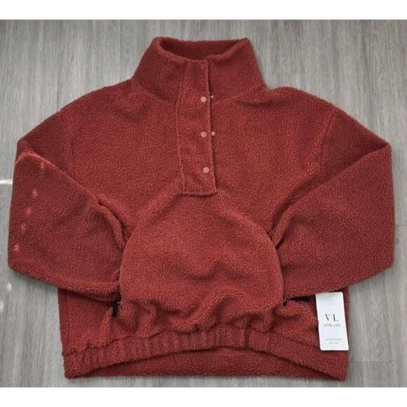 Vital Life Sport Sherpa Pullover Women 3XL Half Snap Fleece Pockets NWT - Picture 3 of 13